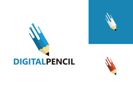 Digital Pencil Logo Template Design Vector, Emblem, Design Concept, Creative Symbol, Iconのイラスト素材