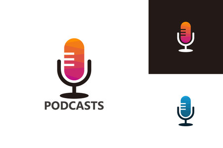 Podcast Logo Template Design Vector, Emblem, Design Concept, Creative Symbol, Iconのイラスト素材