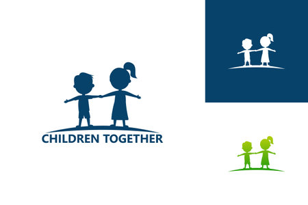 Children Together Logo Template Design Vector, Emblem, Design Concept, Creative Symbol, Iconのイラスト素材