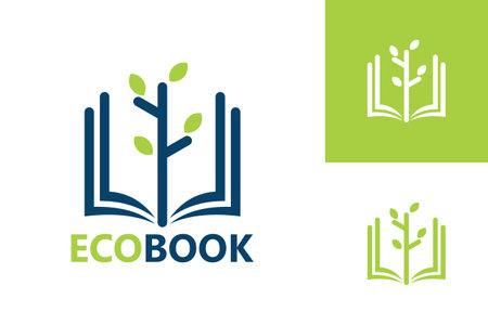 Eco Book Logo Template Design Vector, Emblem, Design Concept, Creative Symbol, Iconのイラスト素材
