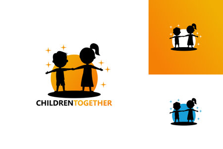 Children Together Logo Template Design Vector, Emblem, Design Concept, Creative Symbol, Iconのイラスト素材