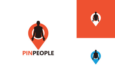 Pin People Logo Template Design Vector, Emblem, Design Concept, Creative Symbol, Iconのイラスト素材