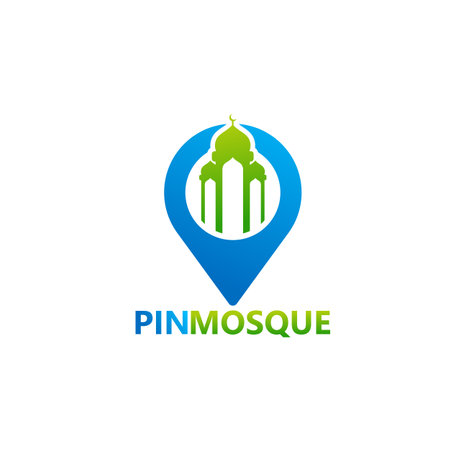 Pin Mosque Logo Template Design Vector, Emblem, Design Concept, Creative Symbol, Iconのイラスト素材
