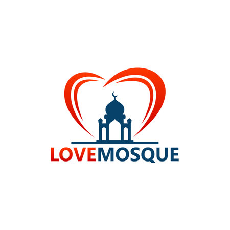 Love Mosque Logo Template Design Vector, Emblem, Design Concept, Creative Symbol, Iconのイラスト素材