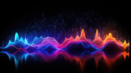 Neon sound wave, AI generated Imageの素材