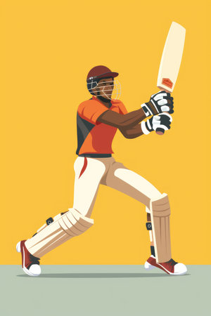 Cricket player cartoon illustration, AI generated Imageの素材