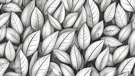 Hand drawn leaves pattern background, AI generated Imageの素材