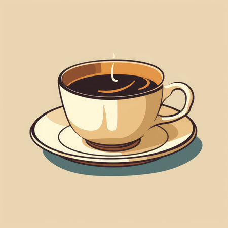 Coffee cup clip art, AI generated Imageの素材