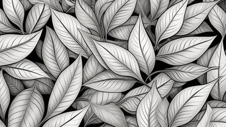 Hand drawn leaves pattern background, AI generated Imageの素材