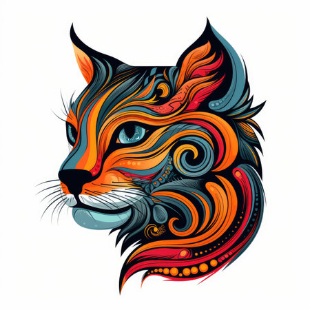 Cat hand drawn doodle, AI generated Imageの素材
