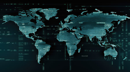 Cyber world map, AI generated Imageの素材