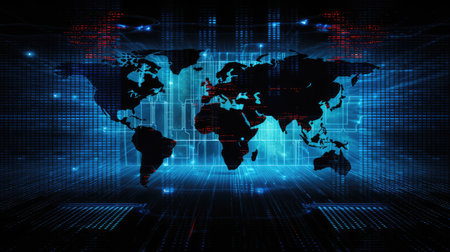 Cyber world map, AI generated Imageの素材