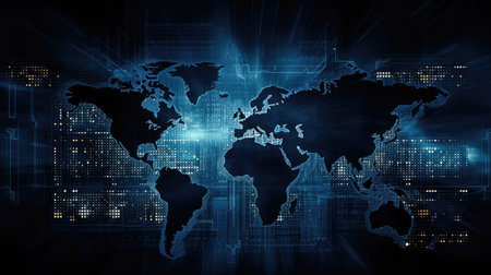 Cyber world map, AI generated Imageの素材