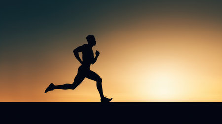 Silhouette of running man, AI generated Imageの素材