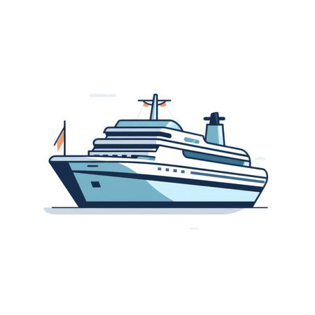 Cruise ship icon, AI generated Imageの素材