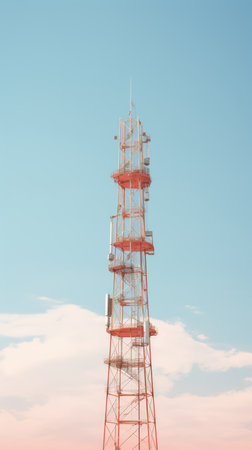 Radio tower in the background of a clear sky during the day, AI generated Imageの素材