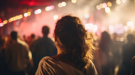 People dance while watching a concert, AI generated Imageの素材