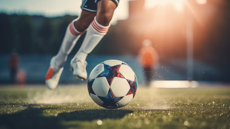 Close up photo of playing soccer, AI generated Imageの素材