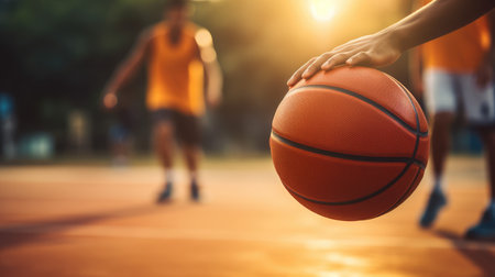 Close up photo of playing basketball, AI generated Imageの素材