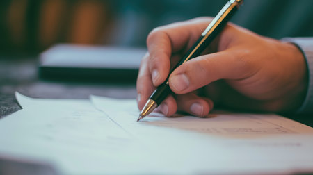 Close up photo of hand writing, AI generated Imageの素材