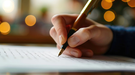 Close up photo of hand writing, AI generated Imageの素材