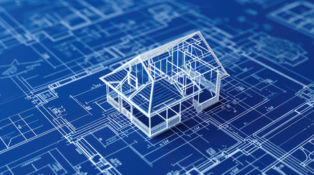 House blueprint, AI generated Imageの素材