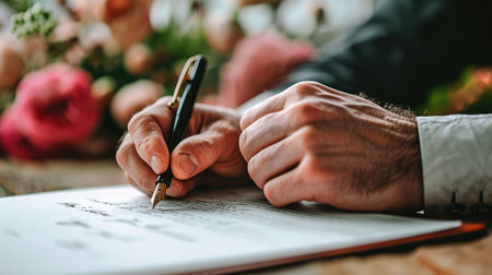 Close up photo of hand writing, AI generated Imageの素材