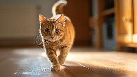 Cat running around in the house, AI generated Imageの素材