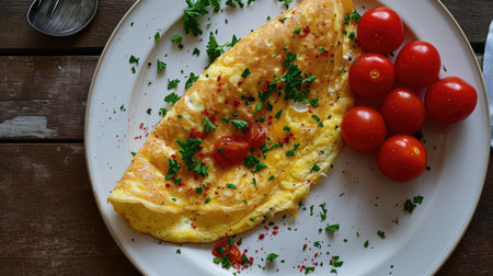 Omelette on a plate, AI generated Imageの素材