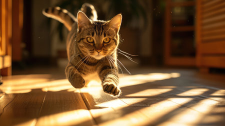 Cat running around in the house, AI generated Imageの素材