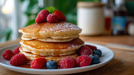 Pancakes on a plate, AI generated Imageの素材