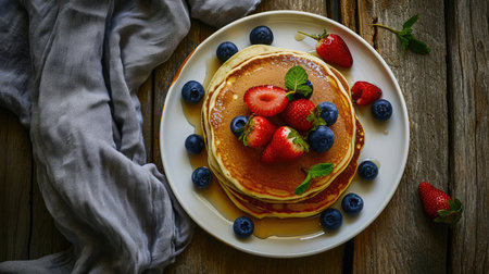 Pancakes on a plate, AI generated Imageの素材