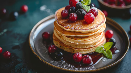 Pancakes on a plate, AI generated Imageの素材