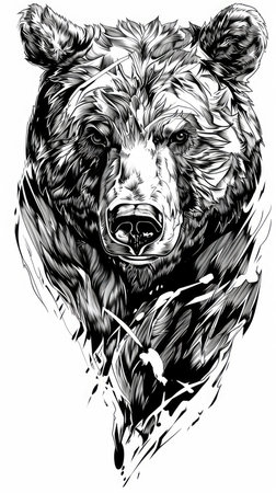 Bear tattoo flash, AI generated Imageの素材