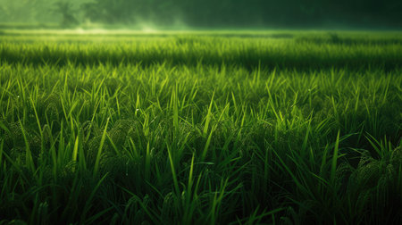 Green rice fields rural views, AI generated Imageの素材