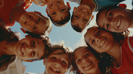 Children are smiling in a circle, AI generated Imageの素材