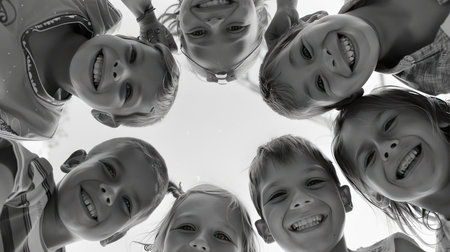 Children are smiling in a circle, AI generated Imageの素材