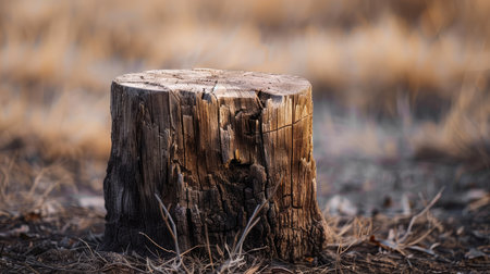 Wooden tree stump, AI generated Imageの素材