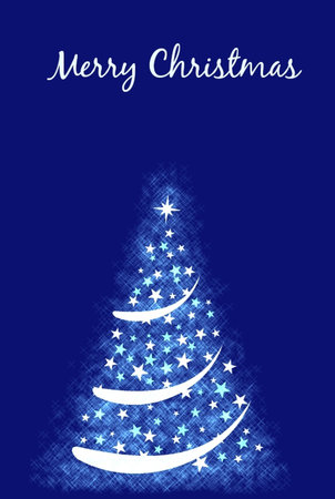 tree made of stars on a dark blue backgroundの写真素材