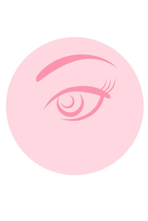 female pink eye and eyebrow on light pink background, iconの写真素材