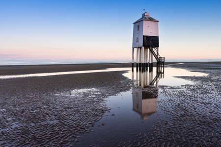 Burnham on Sea Low Lighthouse, Somerset, at sunriseの写真素材