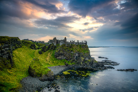 Dunluce Castle, Causeway Coast, Just Before Sunsetのeditorial素材