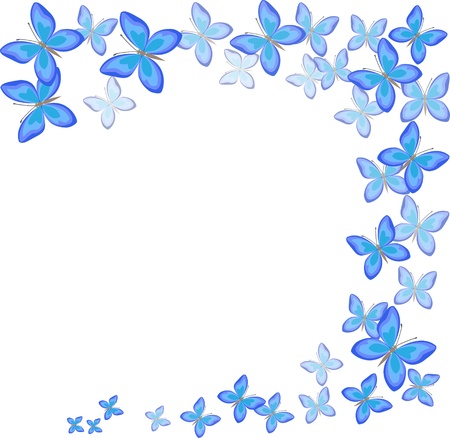 Blue butterflies on white backroundのイラスト素材