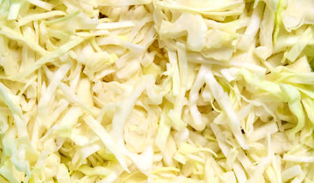 Fresh chopped white cabbage close-up. Proper nutrition products. Top view.の写真素材