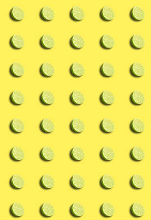 Cut half of a lime, citrus fruit, vitamin C. Fruit pattern.の写真素材