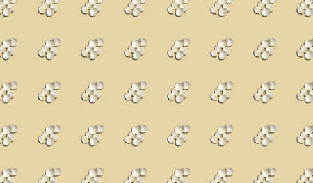 A pattern with frozen dumplings with a shadow on a beige background. Grocery background. Prints, templates.の写真素材