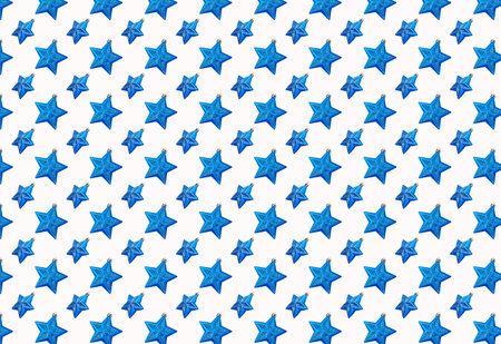 pattern with shiny blue decorations in the shape of stars for New Year and A Christmas. Holiday of...