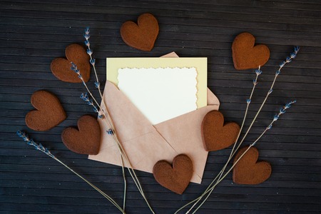 Cookies heart. Festive background for Valentines dayの写真素材