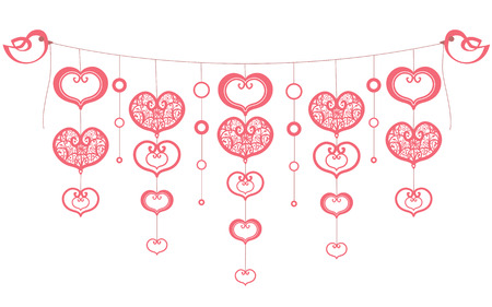Vector background with hearts and birds(eps.8). Valentine\\のイラスト素材