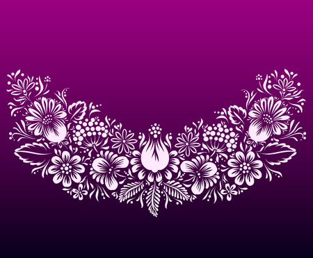 Vector ethnic flower ornament. Ukrainian traditional style. Hand drawn design elementのイラスト素材